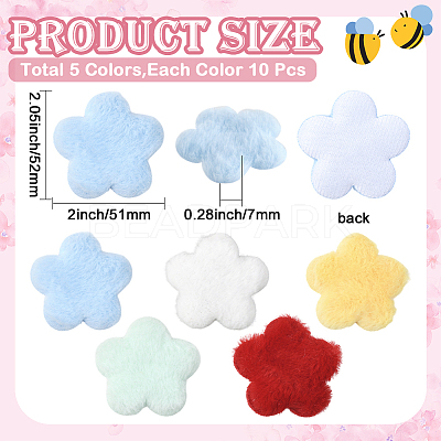 50Pcs 5 Colors Single Face Wool Fibre Cabochons FIND-SC0020-33-1