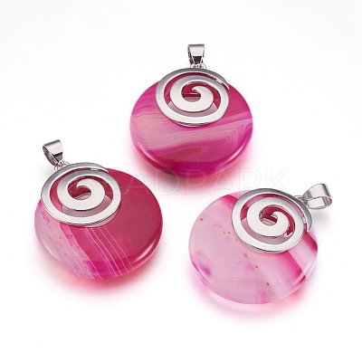 Natural Banded Agate Pendants KK-F751-D17-1