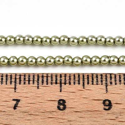 Baking Paint Pearlized Glass Pearl Bead Strands HY-N002-2mm-A07-1