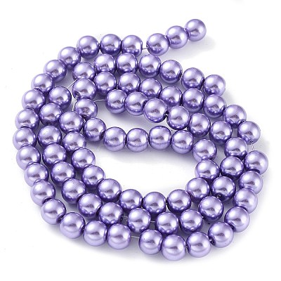 Baking Paint Pearlized Glass Pearl Round Bead Strands HY-Q330-8mm-27-1