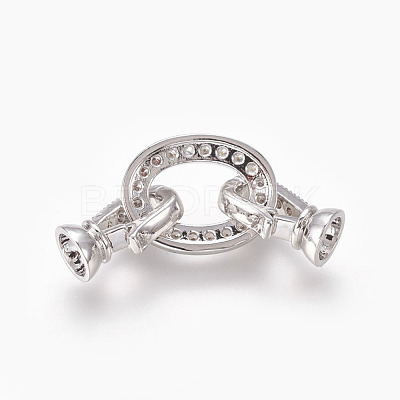 Brass Micro Pave Cubic Zirconia Fold Over Clasps KK-P164-18P-1