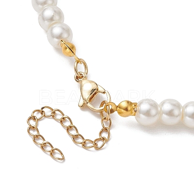 White Glass Pearl Beaded Necklaces NJEW-JN04652-05-1