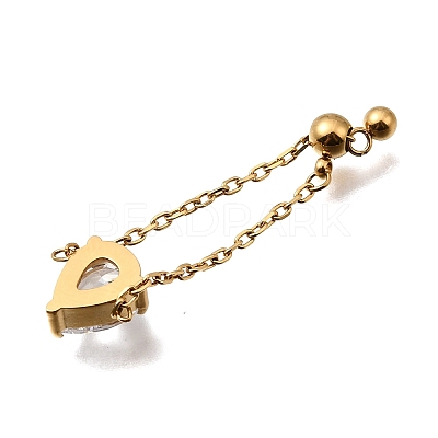 304 Stainless Steel Pave Cubic Zirconia Adjustable Chain Rings RJEW-P189-01A-G-1