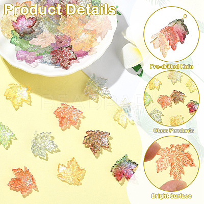 90Pcs 9 Colors Baking Paint Transparent Glass Pendants DGLA-CJ0001-05-1