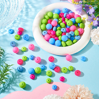 90Pcs 9 Styles Round Silicone Focal Beads SIL-TA0003-56-1