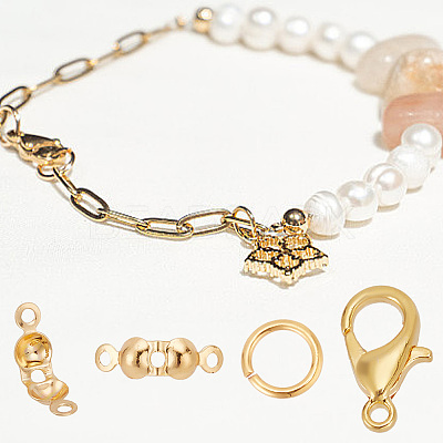 30Pcs Brass Lobster Claw Clasps with 30Pcs Open Jump Rings & 30Pcs Bead Tips KK-GO0001-13-1