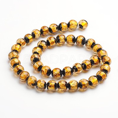 Glow in the Dark Luminous Style Handmade Silver Foil Glass Round Beads FOIL-I006-8mm-01-1