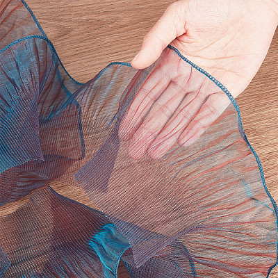 Polyester Organza Ruffled Pleated Lace Fabric Trim OCOR-WH0070-15A-1