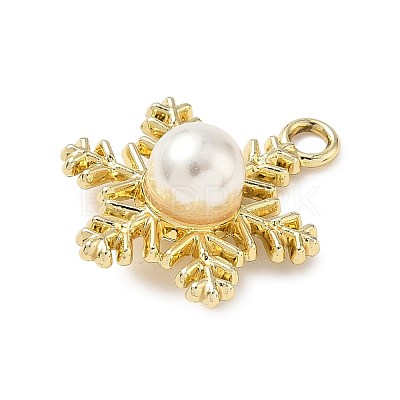 Christmas Alloy with Plastic Imitation Pearl Pendants LS-FIND-Z101-02G-1