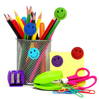 Round Dot Paper Self-adhesive Smiling Face Reward Stickers PW-WG51572-01-1