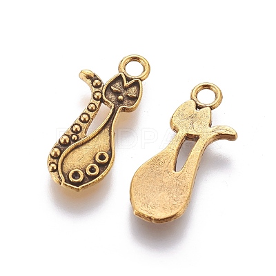 Tibetan Style Alloy Kitten Pendant Settings for Enamel PALLOY-A15359-AG-1