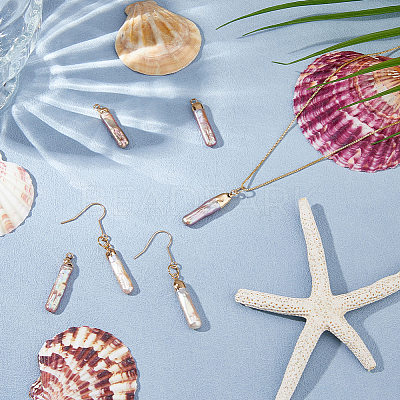 6Pcs Electroplated Natural Keshi Pearl Pendants PEAR-HS0001-12-1