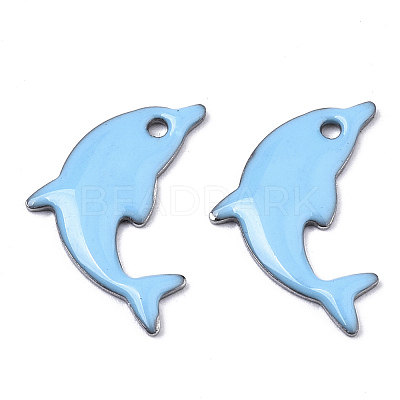 201 Stainless Steel Enamel Pendants STAS-N088-16G-1