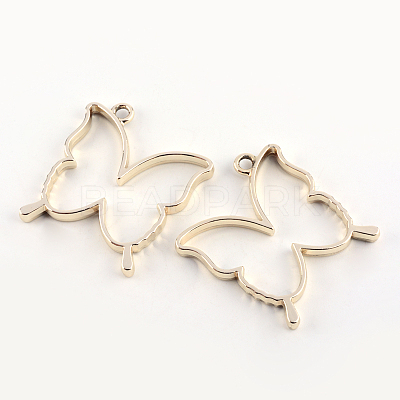 Rack Plating Alloy Butterfly Open Back Bezel Pendants X-PALLOY-S047-34E-FF-1