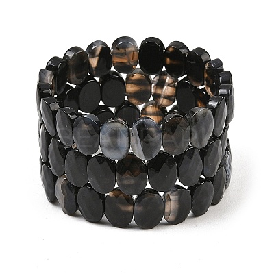 Dyed & Heated Natural Agate Oval Beaded Stretch Bracelet G-E010-01-26-1