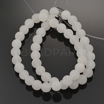 Natural White Jade Round Beads Strands G-G735-08F-10mm-1