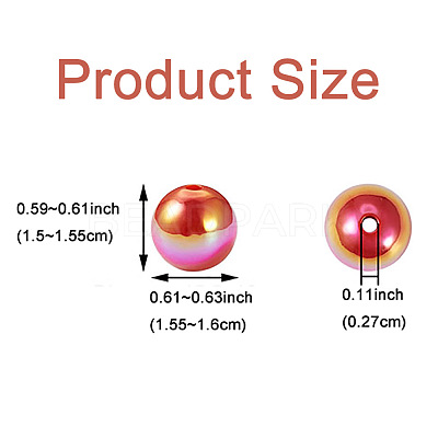 50Pcs UV Plating Rainbow Iridescent Acrylic Beads PACR-FP0001-05-1