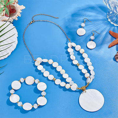 Natural Pearl Necklaces & Bracelets & Dangle Earring Sets SJEW-PH01394-1