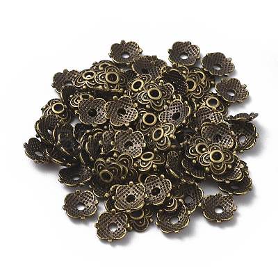 4-Petal Tibetan Style Alloy Flower Bead Caps LS-TIBE-S222-AB-NR-1