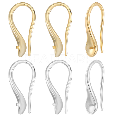 60Pcs 2 Colors Brass Earring Hooks KK-BBC0019-08-1