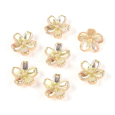 Transparent Electroplate Glass Bead Caps EGLA-N015-01C-1