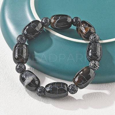 Natural Agate Bead Stretch Bracelets G-P570-01H-1