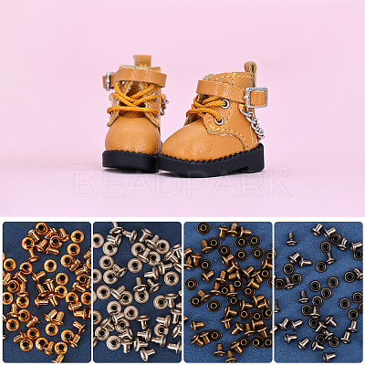 400Pcs 4 Colors Brass Grommet Eyelet Findings FIND-GF0006-42A-1