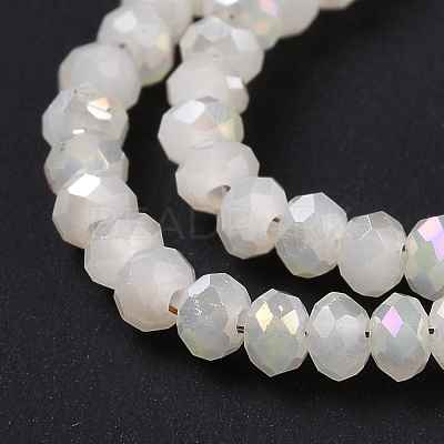 Half Plated Faceted Rondelle Electroplate Imitation Jade Glass Bead Strands X-EGLA-D020-3x2mm-05-1