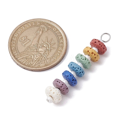 Chakra Natural Lava Rock Dyed Beaded Pendants PALLOY-JF02545-02-1