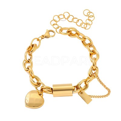 Heart 304 Stainless Steel Charm Bracelets FS-WGC6D26-01-1