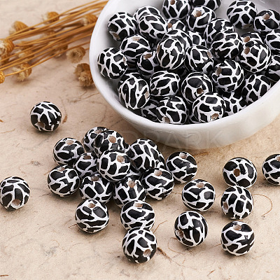 Printed Natural Wooden Beads WOOD-TA0001-57-1