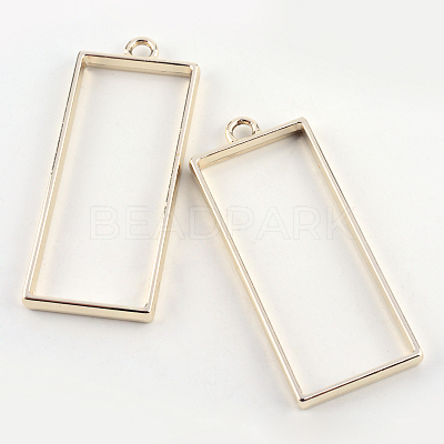 Rack Plating Alloy Rectangle Open Back Bezel Pendants PALLOY-S047-11E-FF-1