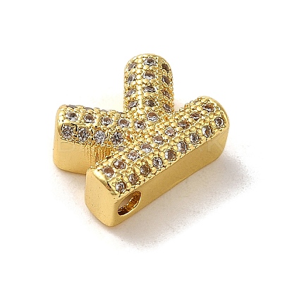 Brass Micro Pave Clear Cubic Zirconia Charms ZIRC-C009-01G-K-1