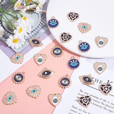 30Pcs 6 Style Alloy Enamel Pendants ENAM-SZ0003-30-1