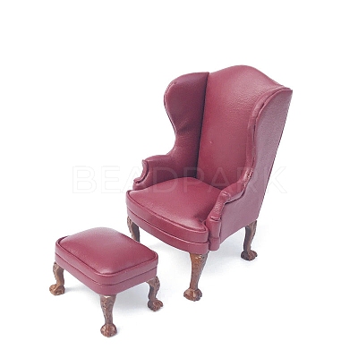 Single and Double Imitation Leather Sofas with Footrests for Dollhouse Miniature Furniture Model PW-WG96598-05-1