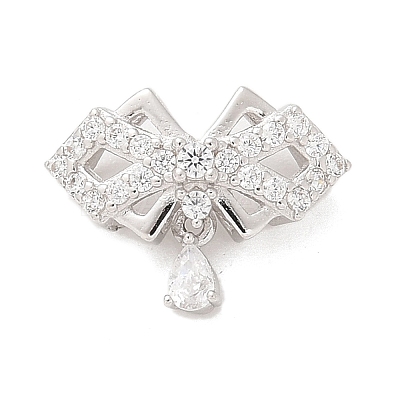 925 Sterling Silver Clear Cubic Zirconia Bowknot with Teardrop Multi-Strand Links STER-M094-01P-1