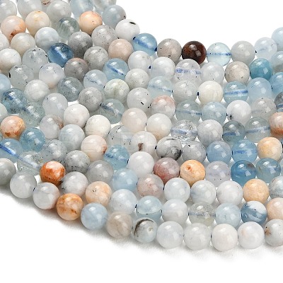 Natural Aquamarine Beads Strands X-G-F591-29A-6mm-04-1