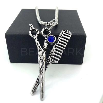 Vintage Stainless Steel Barber Scissors Pendant Necklaces for Men VS7422-1