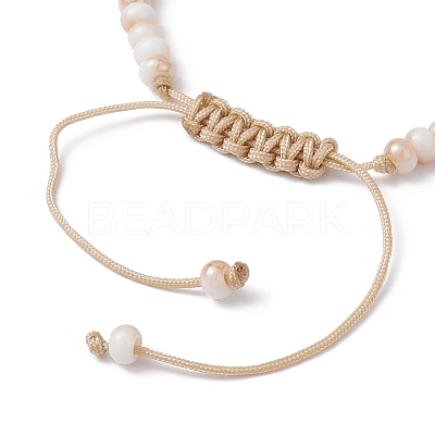 Glass & Shell Pearl Round Beads Braided Bead Bracelets BJEW-JB09874-1