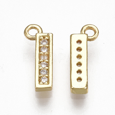 Brass Cubic Zirconia Charms KK-S348-330I-1