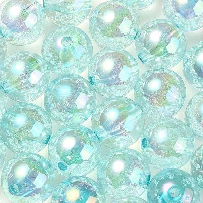 UV Plating Transparent Rainbow Iridescent Acrylic Beads TACR-D010-07D-1