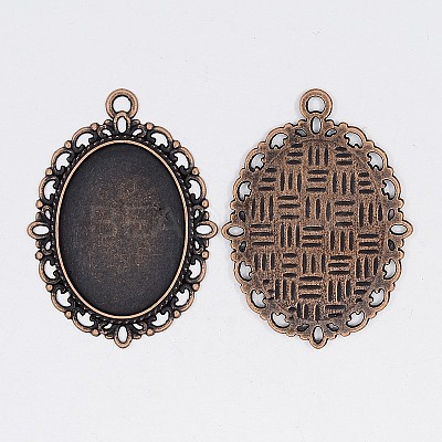 Zinc Alloy Oval Pendant Cabochon Settings PALLOY-X0012-NR-1