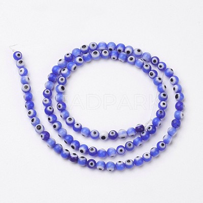 Handmade Evil Eye Lampwork Beads Strands LAMP-J082-04-4mm-1