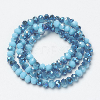 Electroplate Opaque Solid Color Glass Beads Strands X-EGLA-A034-P8mm-I13-1