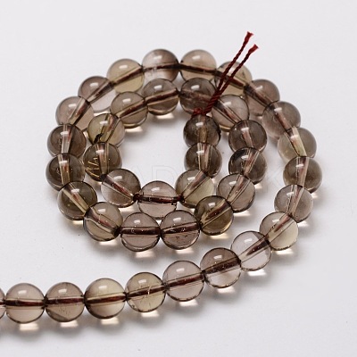 Natural Smoky Quartz Round Beads Strands X-G-E329-10mm-38-1