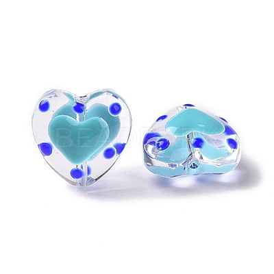 Glass Heart Beads GLAA-D005-01D-1