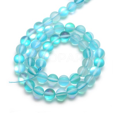 Synthetic Moonstone Beads Strands G-F142-10mm-03-1