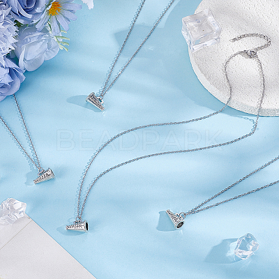 4Pcs Brass Enamel Trumpet Pendant Necklaces for Women NJEW-PH0001-58AS-1