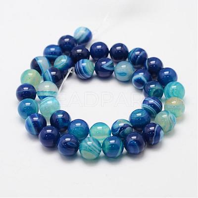 Natural Striped Agate/Banded Agate Bead Strands G-K155-B-10mm-02-1