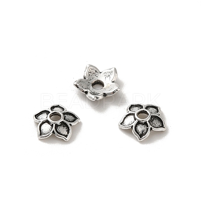 Tibetan Style Alloy Bead Caps PALLOY-P302-04B-AS-1